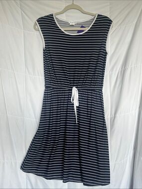 Area Code 407 Girls Navy White Striped Sleeveless Jersey Knit Dress Size 16Y NWT